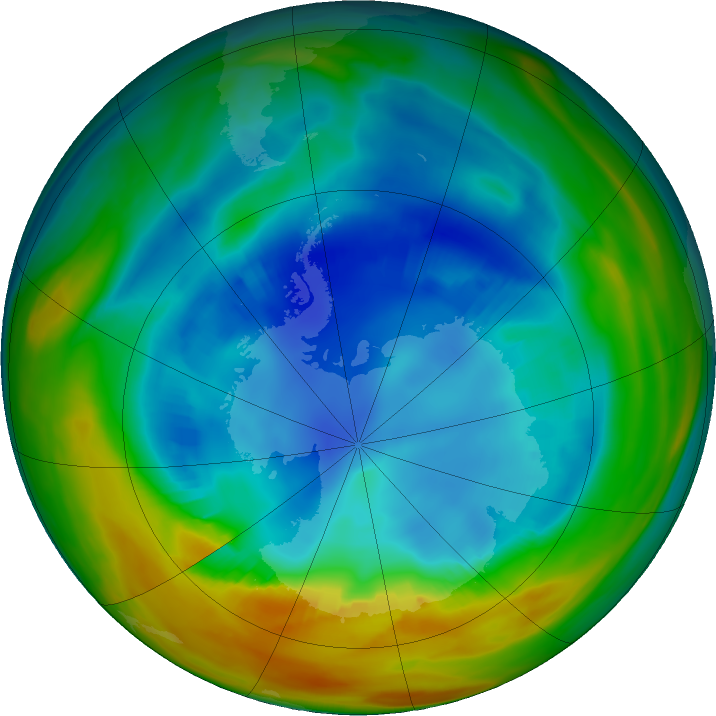 Antarctic ozone map for 14 August 2017